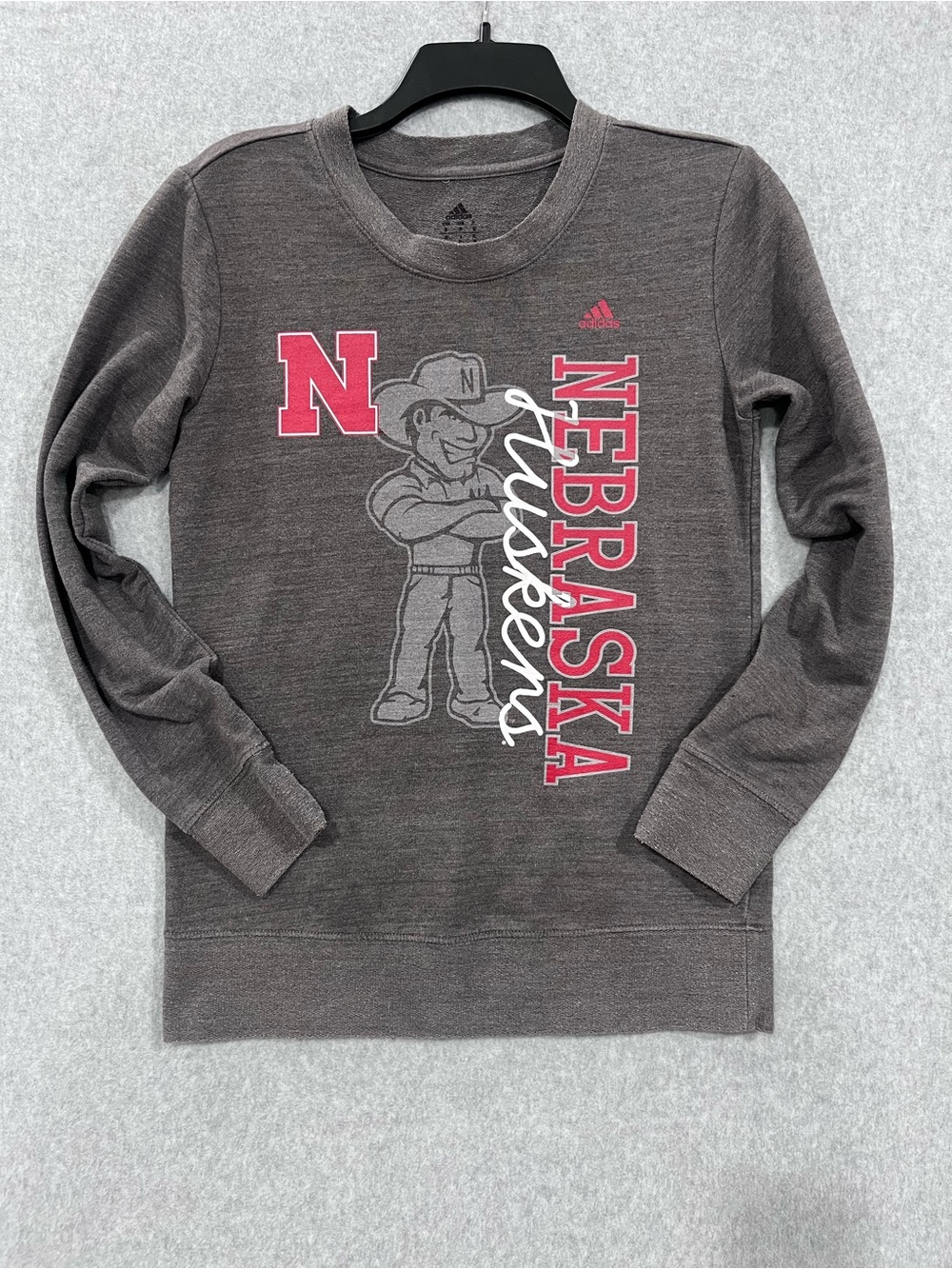 Adidas Nebraska Cornhuskers Crewneck Graphic Sweatshirt Gray Women's Size Small
